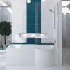 Baignoire D'Angle|Badland Baignoire rectangulaire 160 x 70 Droite INSPIRO acrylique blanc + avec Tablier + Pieds + Vidage à chromé