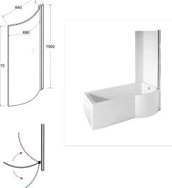 Baignoire D'Angle|Badland Baignoire rectangulaire 160 x 70 Droite INSPIRO acrylique blanc + avec Tablier + Pieds + Vidage à chromé