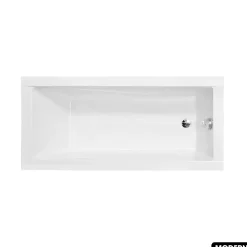 Baignoire Droite|Besco Baignoire rectangulaire - avec Tablier Noir Mat et Repose Tête OFFERT - MODERN - 180 x 80 cm
