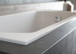 Baignoire D'Angle|Badland Baignoire rectangulaire 170 x 75 INTRICA SLIM acrylique blanc + Support stabilisateur en polystyrène + Pieds + Vidage à chromé