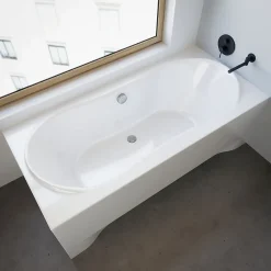 Baignoire D'Angle|Badland Baignoire rectangulaire 170 x 80 LONG acrylique blanc + avec Tablier + Pieds + Vidage à chromé