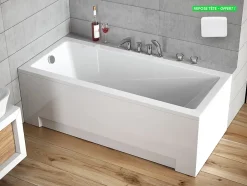 Besco Baignoire rectangulaire - avec Tablier Blanc et Repose Tête OFFERT - MODERN - 180 x 80 cm