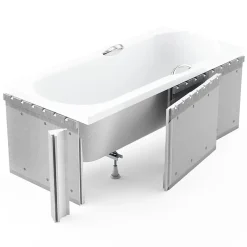 Baignoire D'Angle|Badland Baignoire rectangulaire 170 x 80 LONG acrylique blanc + Habillage en polystyrène + Pieds + Vidage à chromé