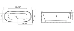 Baignoire D'Angle|Badland Baignoire rectangulaire 170 x 80 LONG acrylique blanc + Habillage en polystyrène + Pieds + Vidage à chromé