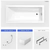 Besco Baignoire rectangulaire - 160 x 70 cm - avec Tablier Blanc - Pieds - Vidage Chrome - MODERN