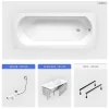 Baignoire Droite|Besco Baignoire rectangulaire - 170 x 75 cm - avec Habillage - Pieds - Vidage Chrome - INTRICA SLIM