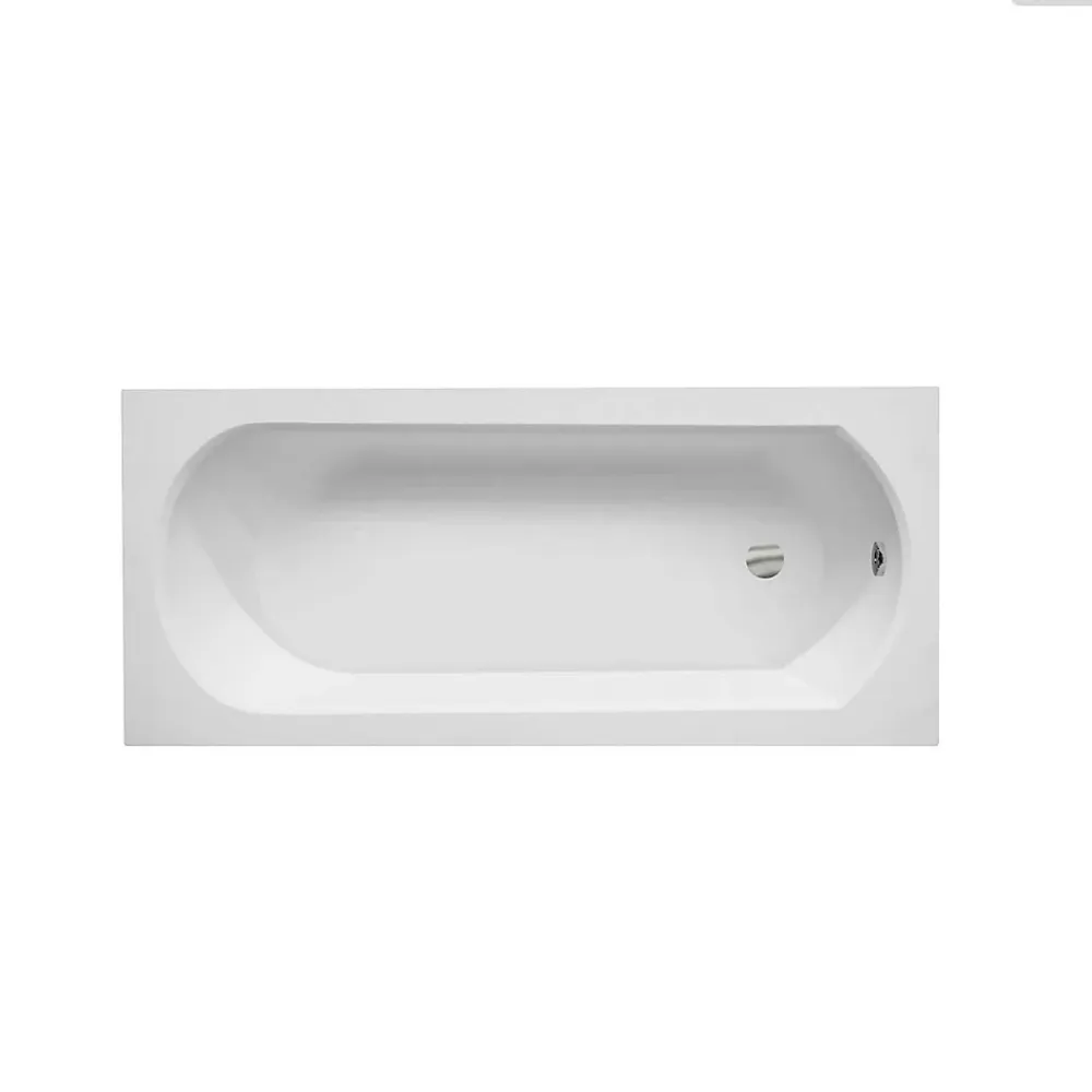 Baignoire Droite|Besco Baignoire rectangulaire - 170 x 75 cm - avec Habillage - Pieds - Vidage Chrome - INTRICA SLIM