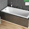 Besco Baignoire rectangulaire blanche à encastrer + repose tête - MODERN SLIM - 160 x 70 cm