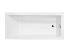 Besco Baignoire rectangulaire blanche à encastrer + repose tête - MODERN SLIM - 160 x 70 cm