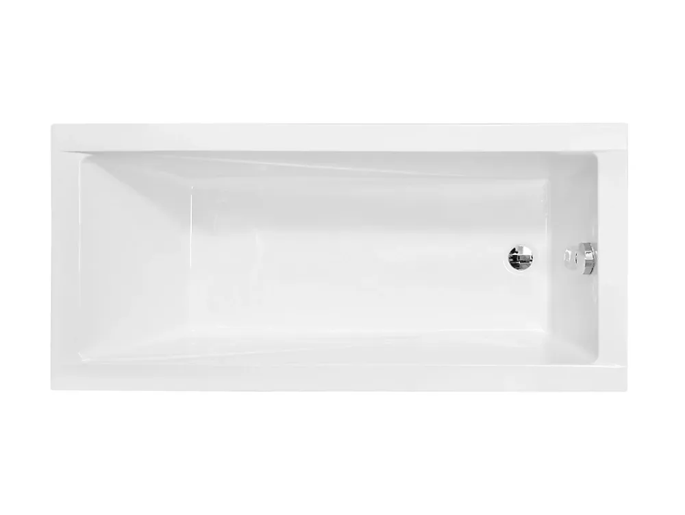 Besco Baignoire rectangulaire blanche à encastrer + repose tête - MODERN SLIM - 160 x 70 cm