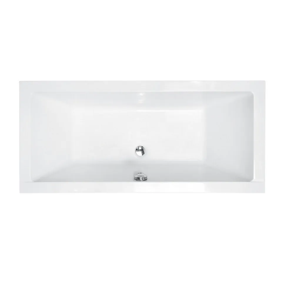 Baignoire Droite|Besco Baignoire rectangulaire blanc à encastrer - Repose Tête OFFERT - QUADRO SLIM - 190 x 90 cm