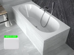 Besco Baignoire rectangulaire blanche à encastrer + repose tête - 170 x 75 cm - VITAE SLIM