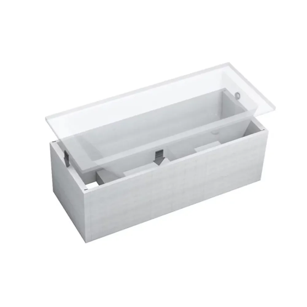 Baignoire D'Angle|Badland Baignoire rectangulaire 120x70 ARIA REHAB acrylique blanc + Support stabilisateur en polystyrène + Poignées +Pieds+Vidage à chromé