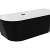 Baignoire Îlot|Vente-unique Baignoire semi îlot - 255L - 180 x 75 x 58 cm - Noir brillant - Acrylique - DIVINA
