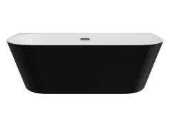 Baignoire Îlot|Vente-unique Baignoire semi îlot - 255L - 180 x 75 x 58 cm - Noir brillant - Acrylique - DIVINA