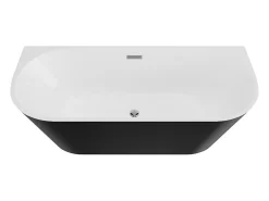 Baignoire Îlot|Vente-unique Baignoire semi îlot - 255L - 180 x 75 x 58 cm - Noir brillant - Acrylique - DIVINA