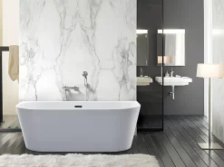 Baignoire Îlot|Vente-unique Baignoire semi îlot - 245L - 170 x 75 x 58 cm - Blanche - Acrylique - DIVINA