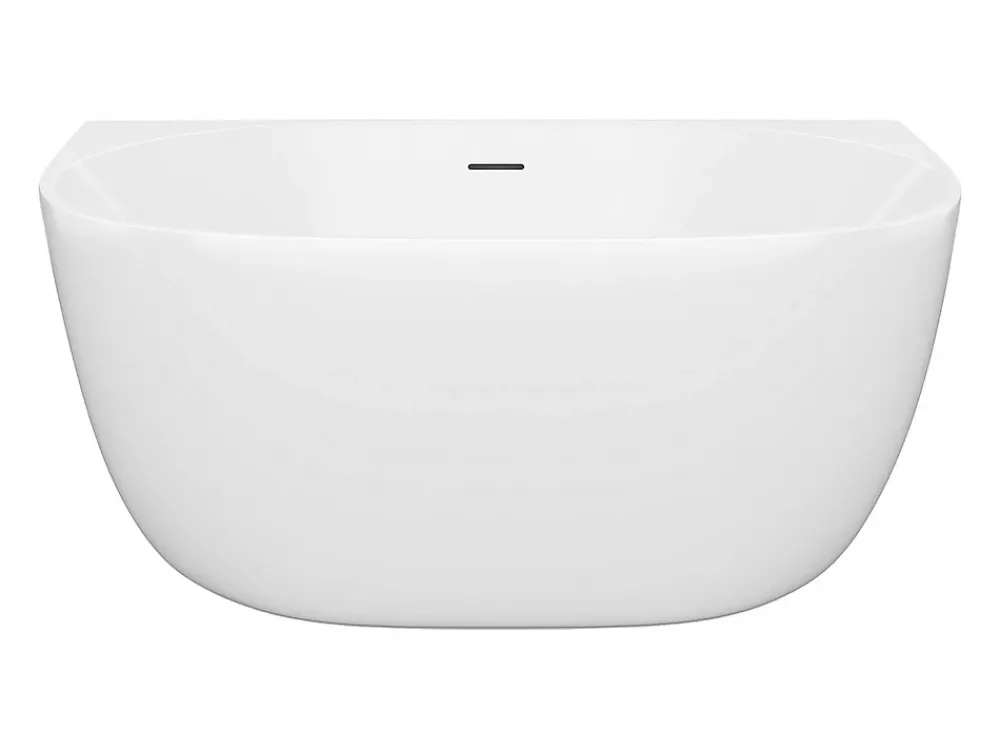 Vente-unique Baignoire semi-îlot blanche - 167 L - Acrylique - 130 x 72 x 58 cm - AMOSARI