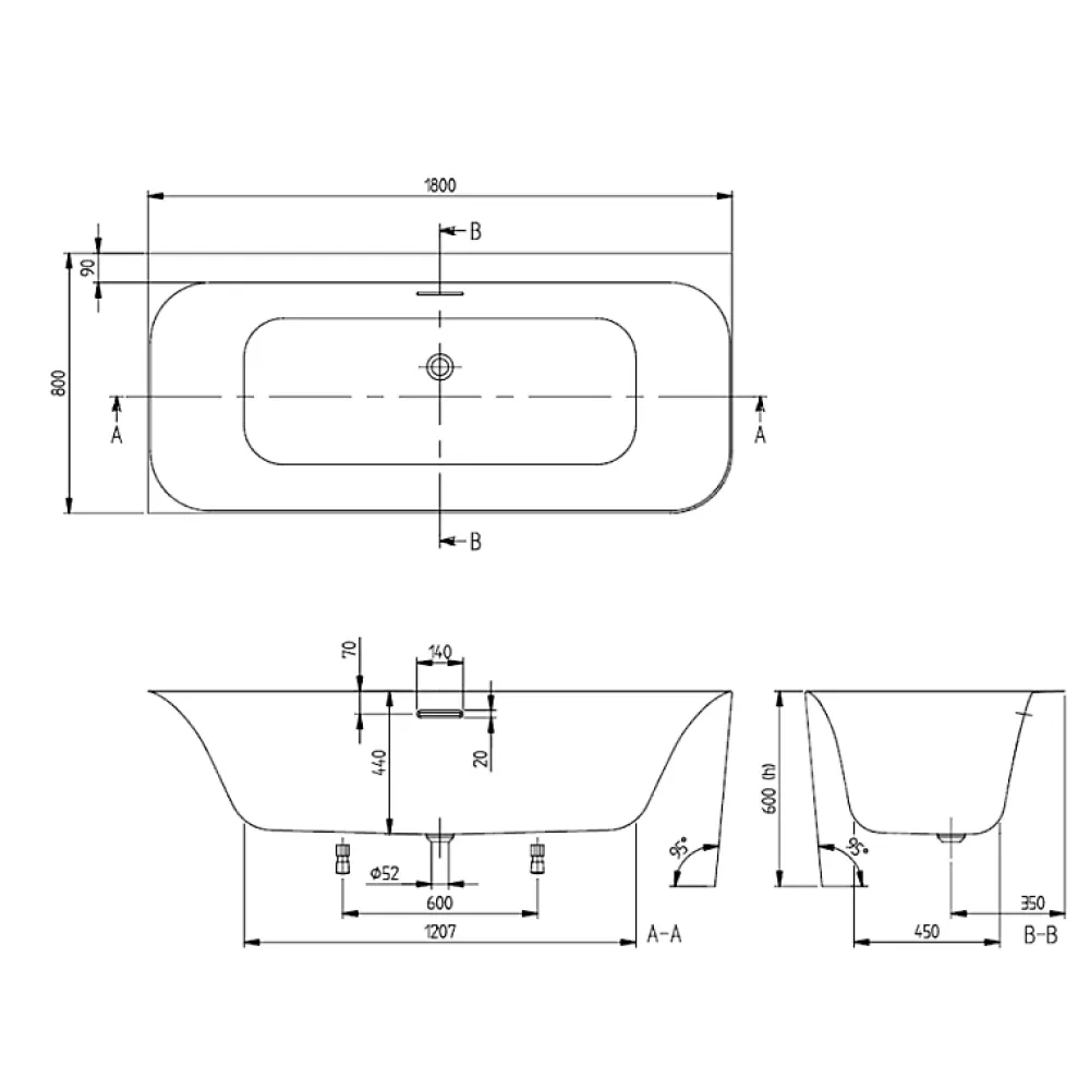 Baignoire D'Angle|Villeroy & Boch Baignoire semi-îlot d'angle Loop & Friends version gauche avec bonde et trop-plein blanc