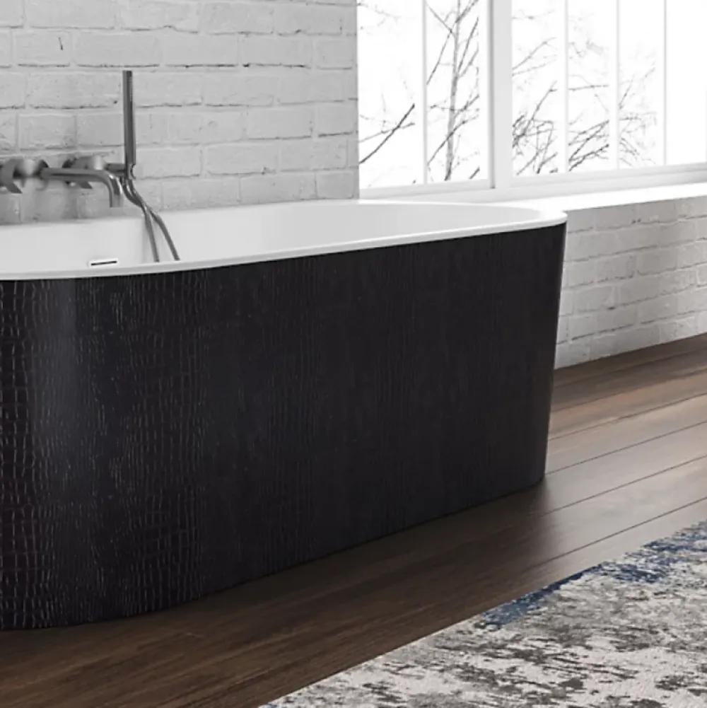 Baignoire Îlot|Planète Bain Baignoire semi-îlot design 170x87 cm effet texturé peau de crocodile - Acrylic Lucite - Savane