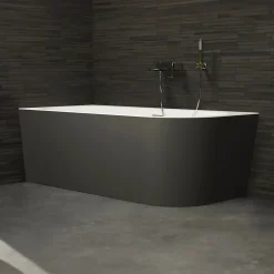 Baignoire Îlot|Spalina Baignoire semi-îlot murale CAPRI Noire Mate Gauche 170x76cm, by