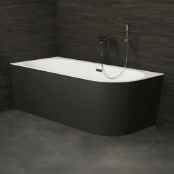 Baignoire Îlot|Spalina Baignoire semi-îlot murale CAPRI Noire Mate Gauche 170x76cm, by