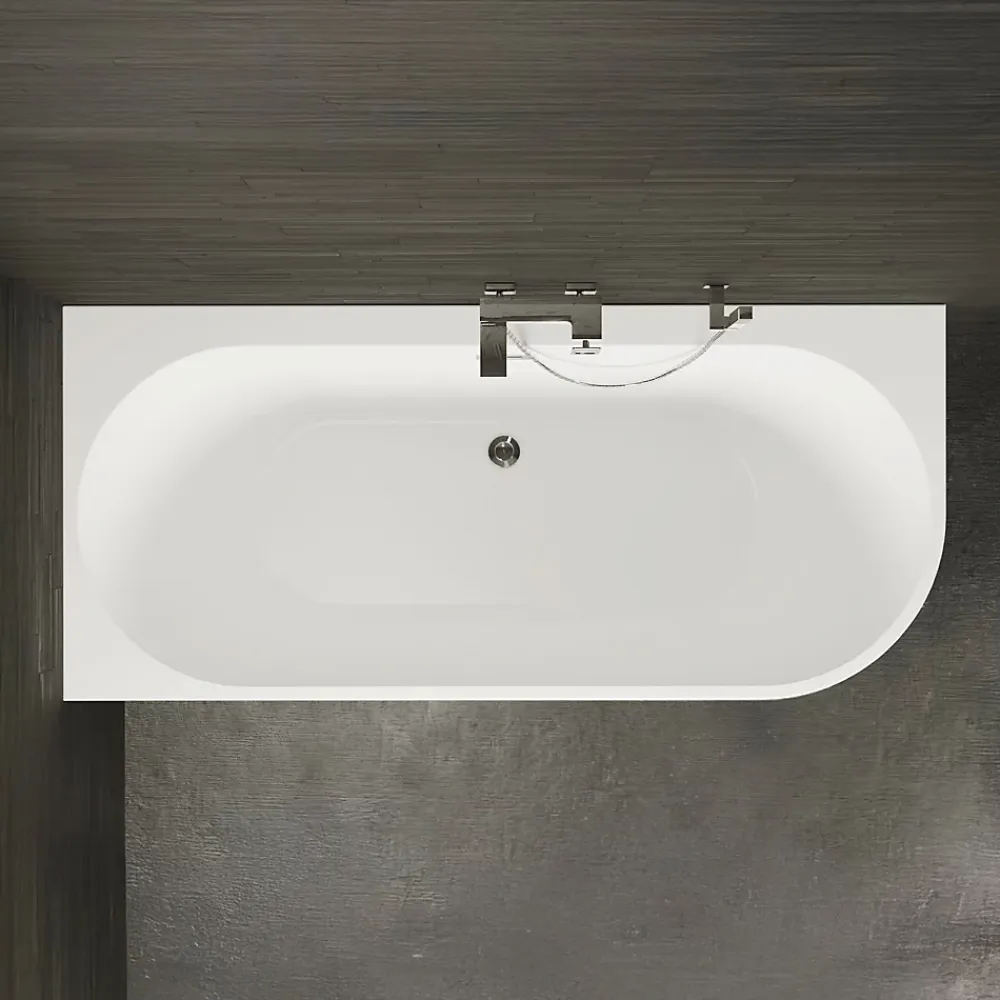 Spalina Baignoire semi-îlot murale CAPRI 160 Gauche Noire L. 160 x l. 76 cm, by