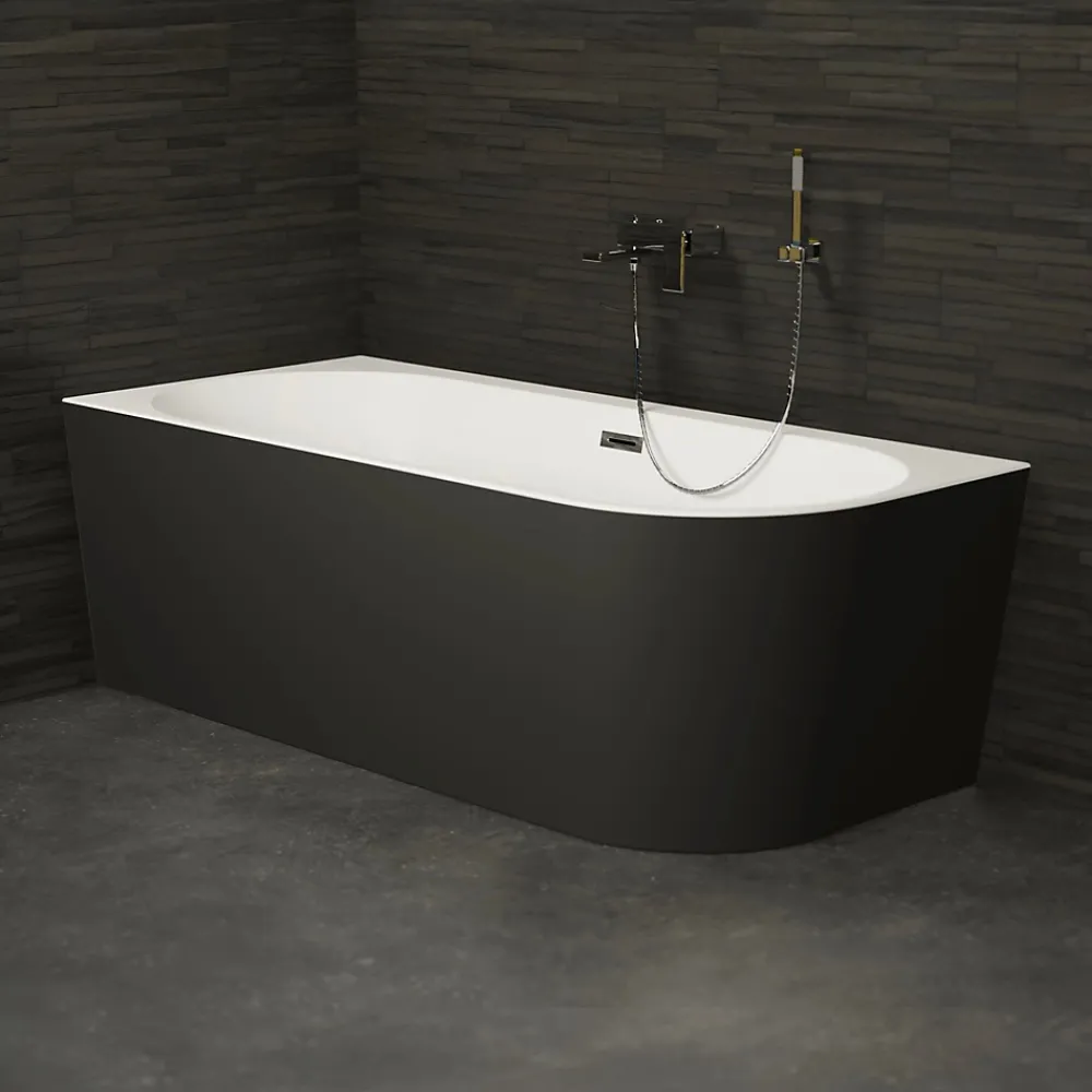 Spalina Baignoire semi-îlot murale CAPRI 160 Gauche Noire L. 160 x l. 76 cm, by