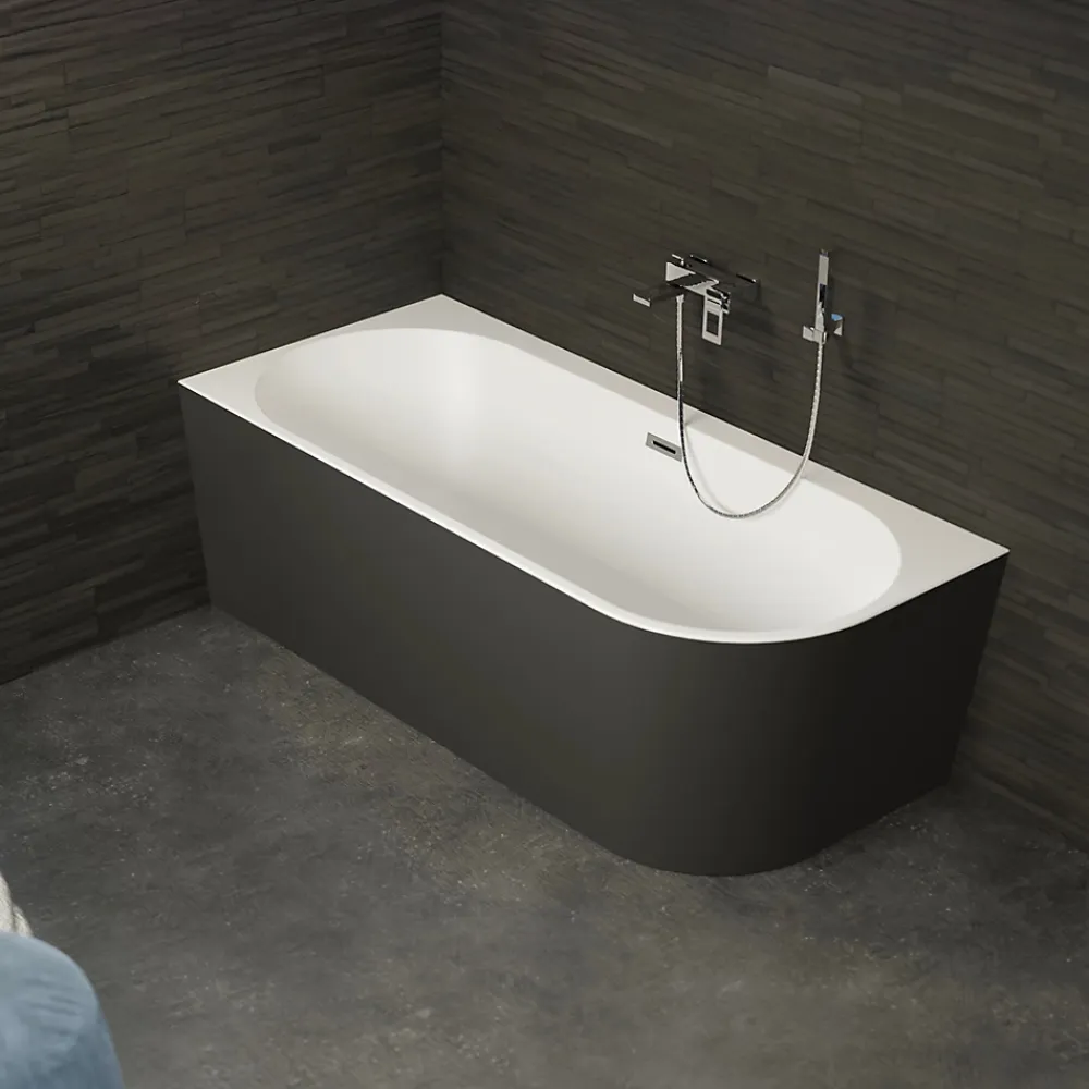 Spalina Baignoire semi-îlot murale CAPRI 160 Gauche Noire L. 160 x l. 76 cm, by