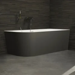 Spalina Baignoire semi-îlot murale CAPRI 160 Droite Noire L. 160 x l. 76 cm, by