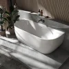 Baignoire Îlot|Bernstein Baignoire semi-îlot murale Acrylique Moderne pour Salle de Bain avec Bonde et trop plein - Blanc Brillant - 170x75x60cm - LENA