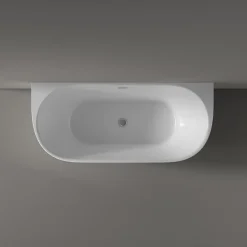 Baignoire Îlot|Bernstein Baignoire semi-îlot murale Acrylique Moderne pour Salle de Bain avec Bonde et trop plein - Blanc Brillant - 170x75x60cm - LENA