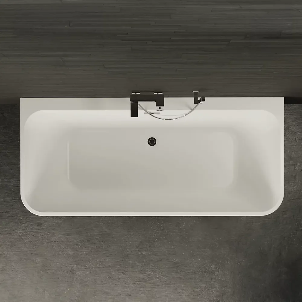 Spalina Baignoire semi-îlot murale Mint 180x81 cm, grise et blanche, By
