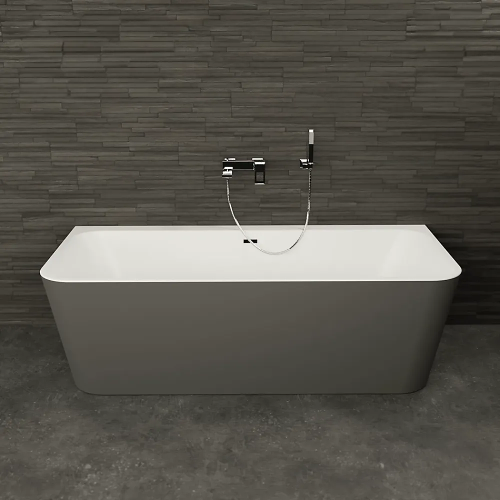 Spalina Baignoire semi-îlot murale Mint 180x81 cm, grise et blanche, By