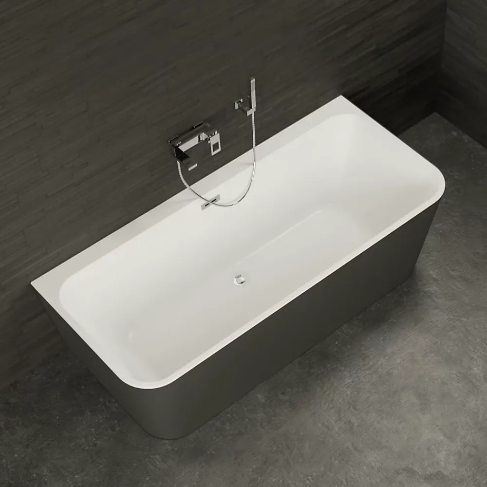 Spalina Baignoire semi-îlot murale Mint 170, noir mat, 170x81 cm, by