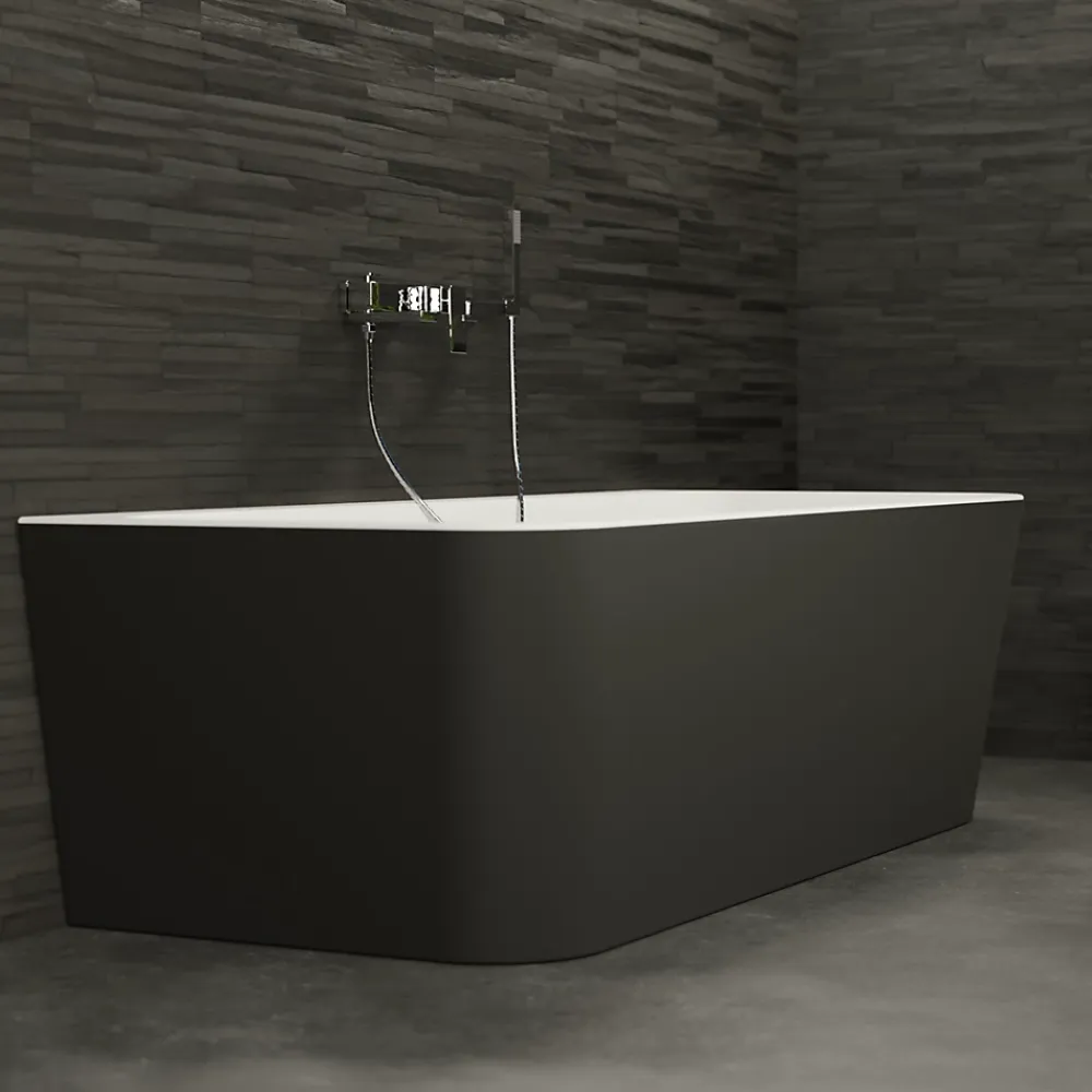 Spalina Baignoire semi-îlot murale Mint 170, noir mat, 170x81 cm, by