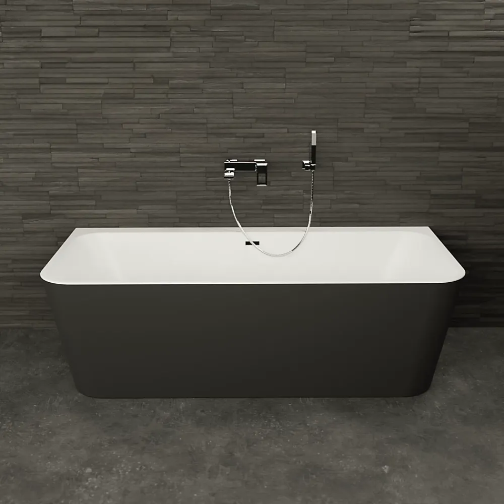 Spalina Baignoire semi-îlot murale Mint 170, noir mat, 170x81 cm, by