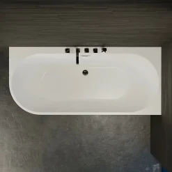 Spalina Baignoire semi-îlot murale CAPRI DROITE+Robinetterie Chromée L. 170 x l. 76 cm by