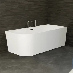 Spalina Baignoire semi-îlot murale CAPRI DROITE+Robinetterie Chromée L. 170 x l. 76 cm by