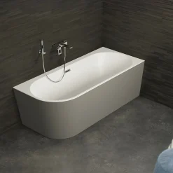 Baignoire Îlot|Spalina Baignoire semi-îlot murale Capri Grise Mate Droite, 170x76cm, by