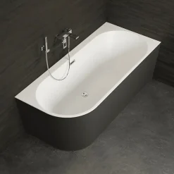 Baignoire Îlot|Spalina Baignoire semi-îlot murale CAPRI 180 Droite Noire L. 180 x l. 81 cm, by
