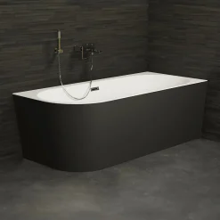 Baignoire Îlot|Spalina Baignoire semi-îlot murale CAPRI 180 Droite Noire L. 180 x l. 81 cm, by