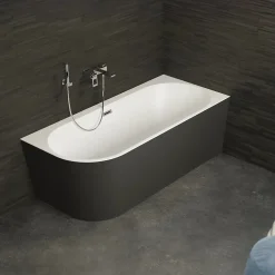 Baignoire Îlot|Spalina Baignoire semi-îlot murale CAPRI 180 Droite Noire L. 180 x l. 81 cm, by
