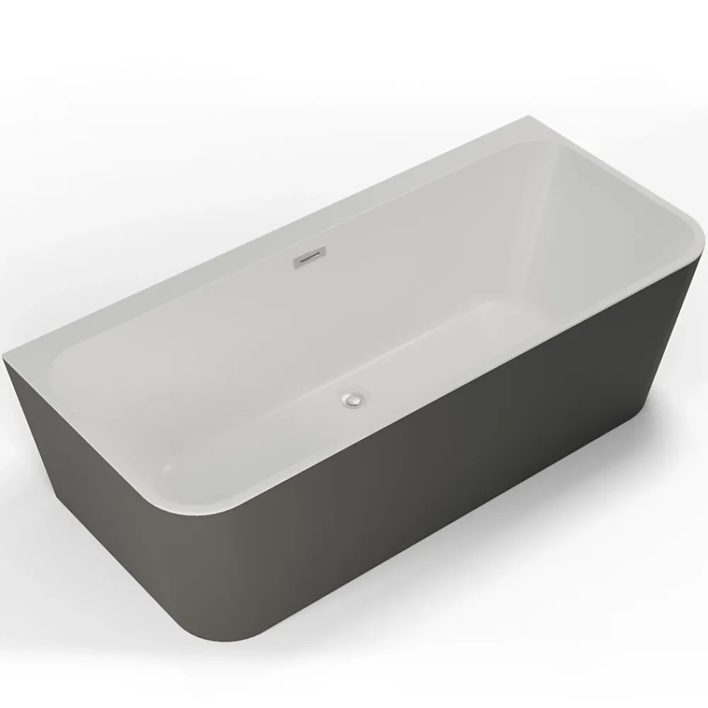 Spalina Baignoire semi-îlot murale Mint 170, gris mat, 170x81 cm, by