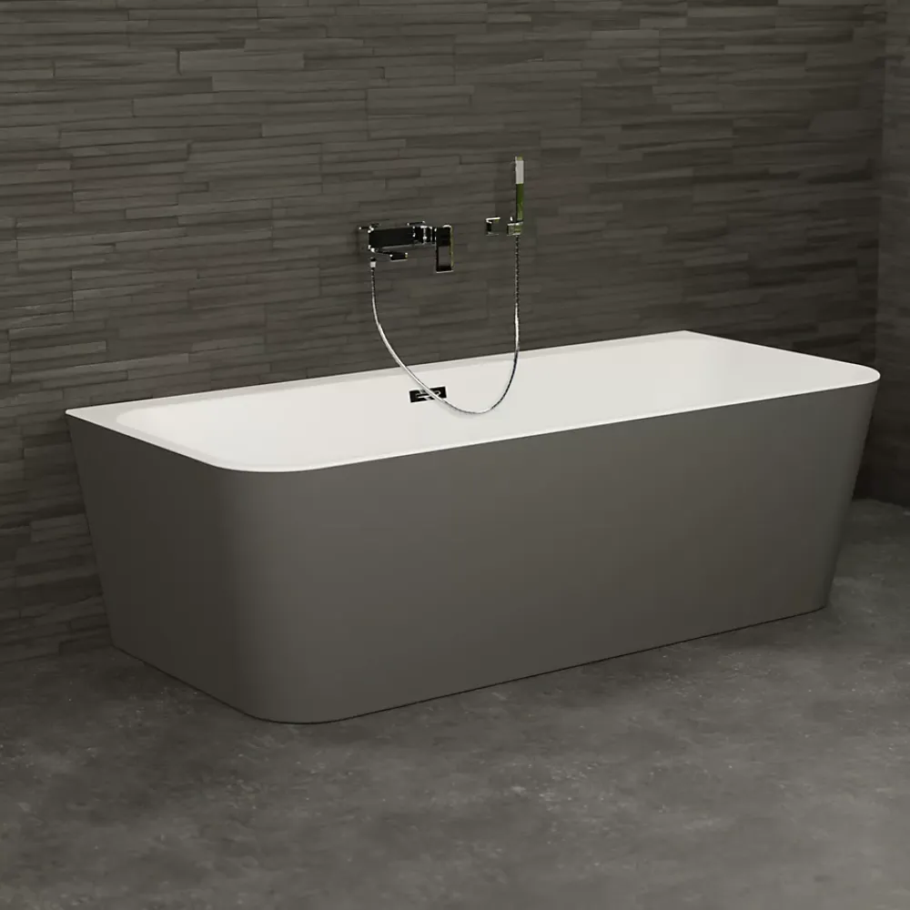 Spalina Baignoire semi-îlot murale Mint 170, gris mat, 170x81 cm, by