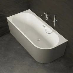 Baignoire Îlot|Spalina Baignoire semi-îlot murale Capri Grise Mate Gauche, 170x76cm, by
