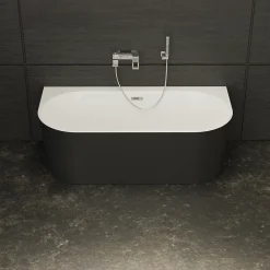 Baignoire Îlot|Spalina Baignoire semi-îlot murale Naos 170x80 cm, noir et blanc, By
