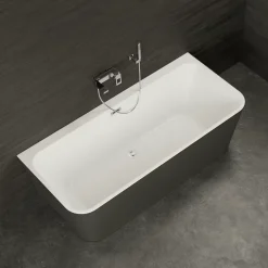 Spalina Baignoire semi-îlot murale Mint 160, noir mat, 160x75 cm, by