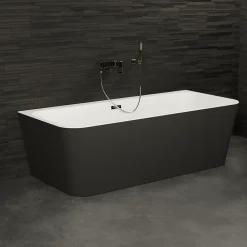 Spalina Baignoire semi-îlot murale Mint 160, noir mat, 160x75 cm, by