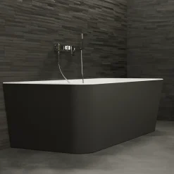 Spalina Baignoire semi-îlot murale Mint 160, noir mat, 160x75 cm, by
